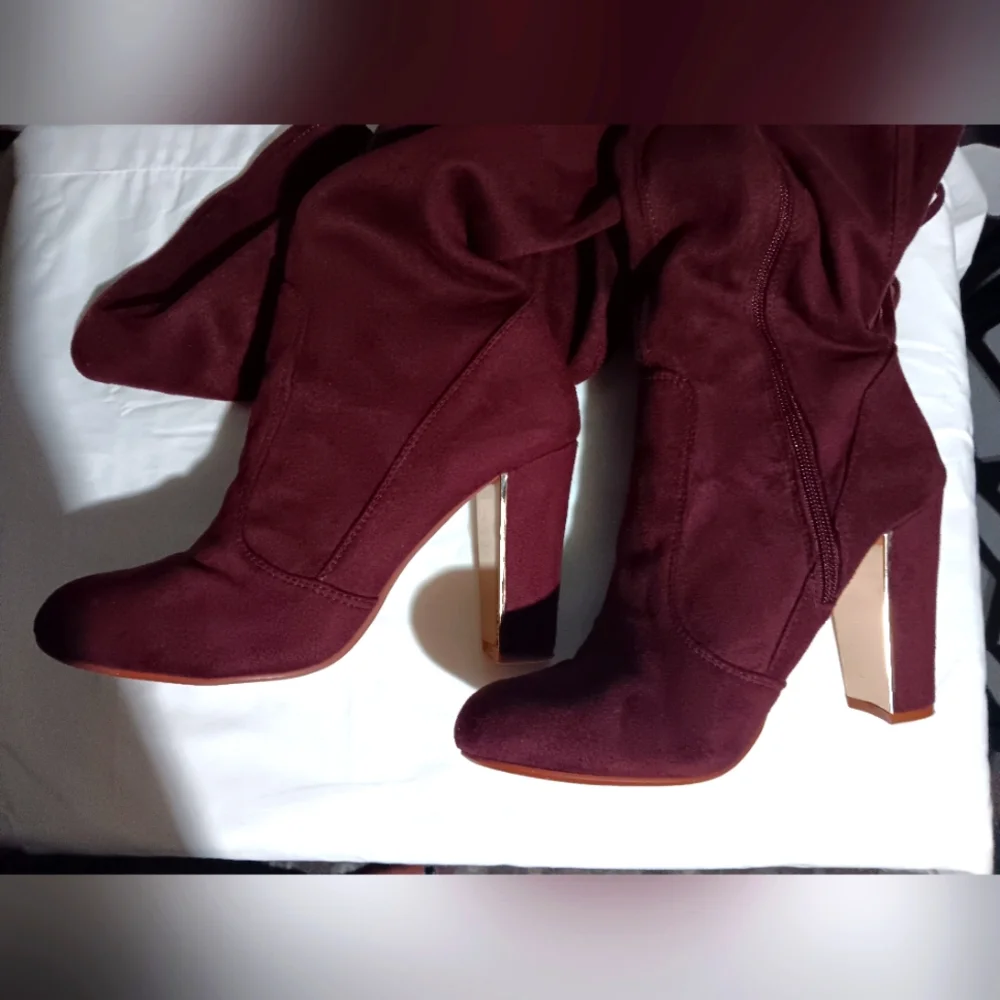 BetseyVille + Target - Heeled Over-the-knee Boot - Wine, Gold - Sz 8.5